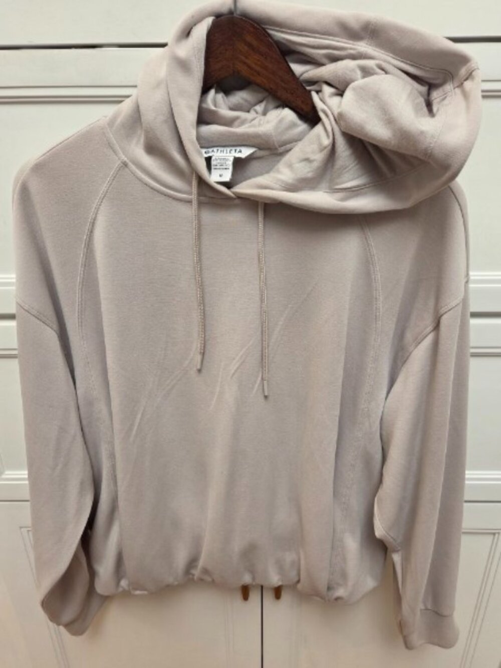 Athleta Women's Light Beige/Cream Color Hoodie Pullover Sweatshirt (M)